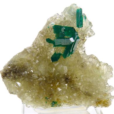 Dioptase, quartz