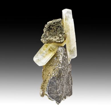 Pyrite cast after Galena with Calcite
