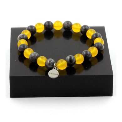 Labradorite + Yellow Agate Bracelet 8 mm Beads.