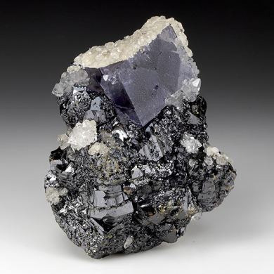 Fluorite with Sphalerite, Calcite, Quartz
