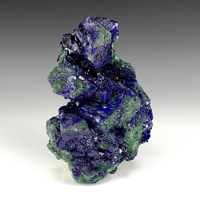 Azurite on Malachite after Azurite