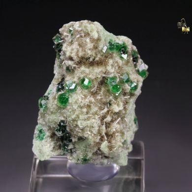 gem GARNET var. GROSSULAR with GREEN CHROMIAN PHANTOMS, DIOPSIDE