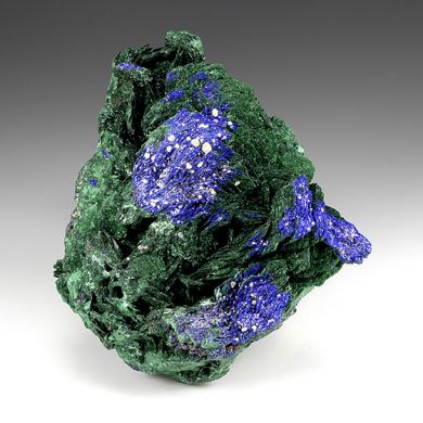 Azurite with Malachite after Azurite
