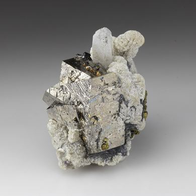 Arsenopyrite with Stibnite, Chalcopyrite, Muscovite, Quartz