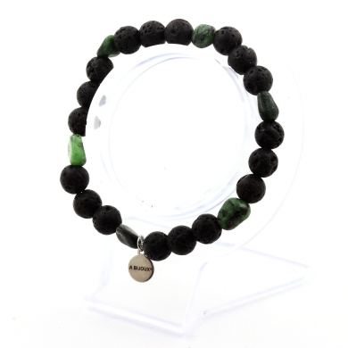 Epidote from Myanmar (Burma) + Lava Bracelet 8 mm Beads.