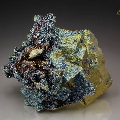 FLUORITE, iridescent PYRITE