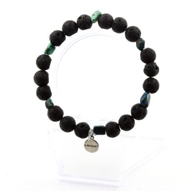 Chrysocolla from USA + Lava Bracelet 8 mm Beads.