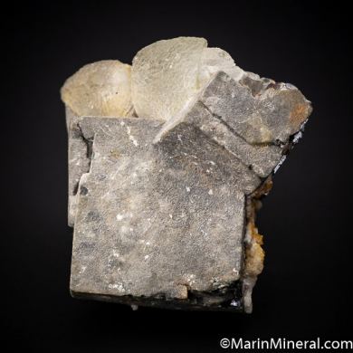 Anglesite on Galena with Fluorite