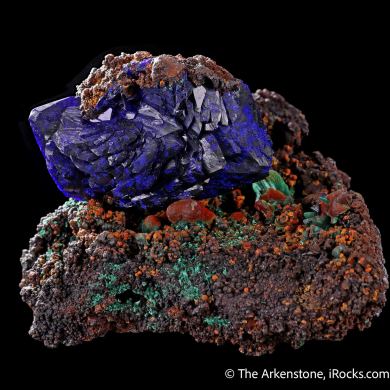 Azurite with Cuprite & Malachite
