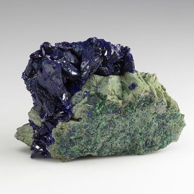 Azurite with Malachite after Azurite