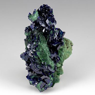 Azurite with Malachite after Azurite