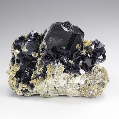 Fluorite with Muscovite, Quartz, Pyrrhotite, Calcite