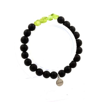 Peridot from Myanmar (Burma) + Matte Black Onyx Bracelet 8 mm Beads.