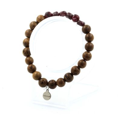 Garnet from Mozambique + wood 8 mm beads Bracelet.