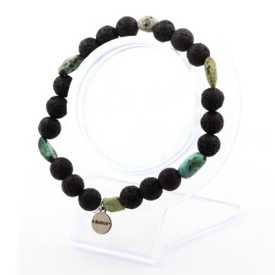 African Turquoise from Africa + Lava Bracelet 8 mm Beads.