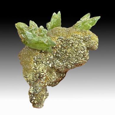 Ludlamite with Pyrite, Siderite