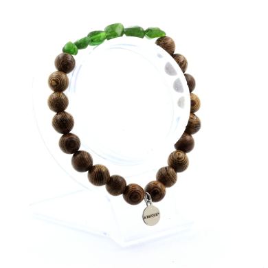 Diopside from Brazil + wood Bracelet 8 mm Beads.