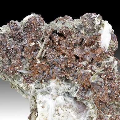 Rhodochrosite with Elpidite, Leifite, Fluorite