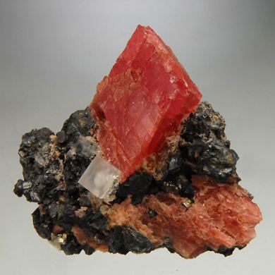 Rhodochrosite with Acanthite, Silver, Fluorite etc.