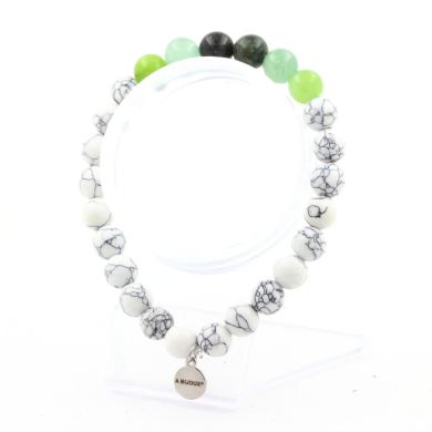 Emerald from Zambia + Peridot + Aventurine + Howlite Bracelet 8 mm Beads.