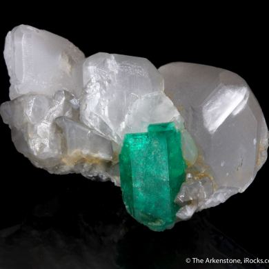 Emerald on Calcite (illustrated)