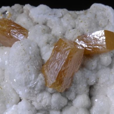 Wulfenite on Gypsum and Calcite