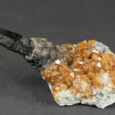Quartz ( var. Smoky ) with Spessartine