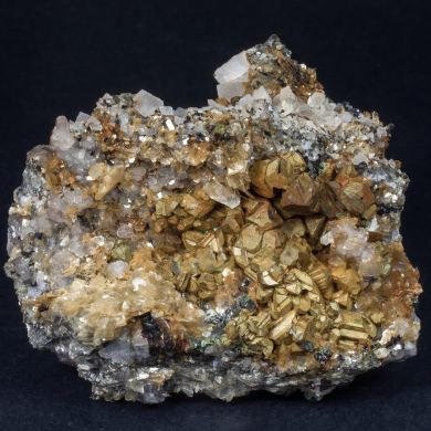 Kësterite with Mushistonite, Muscovite, Calcite and Fluorapatite