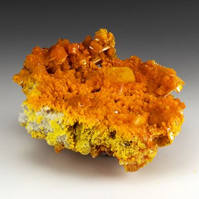 Wulfenite with Mimetite, Barite