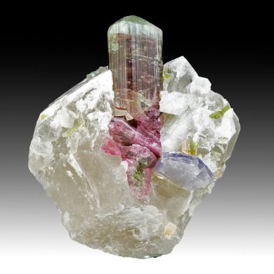 Elbaite with Quartz, Lepidolite