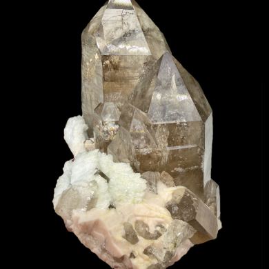Quartz var. smoky, albite