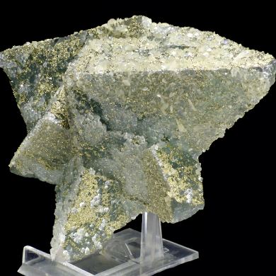 Fluorite, quartz, pyrite, calcite