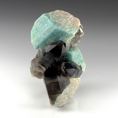 Microcline var. Amazonite with Quartz