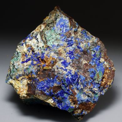 Linarite, Brochantite, Quartz