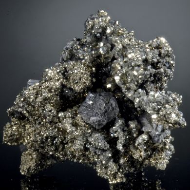 Stannite with Zinkenite on Pyrite