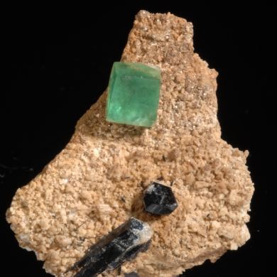 Fluorite with Schorl on Microcline