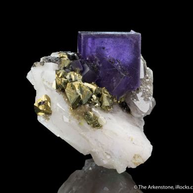 Fluorite and Chalcopyrite on Quartz