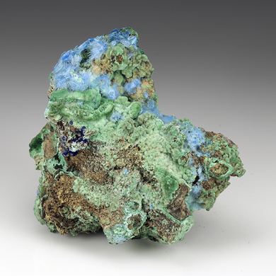 Cyanotrichite with Malachite