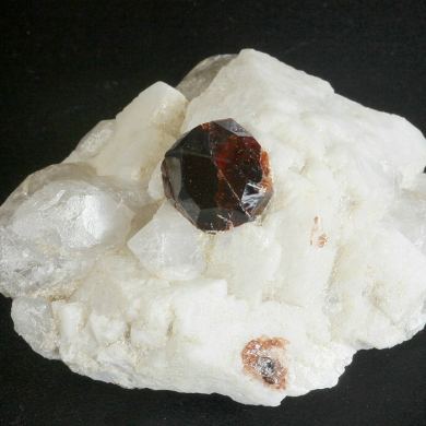 Spessartine with Quartz on Microcline
