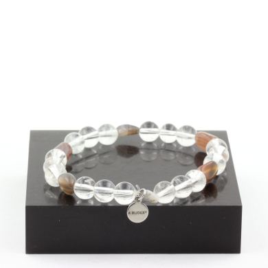 Agate from Bostwana + Quartz 8 mm beads Bracelet.
