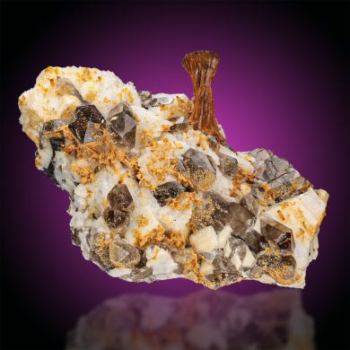 Stilbite  with Albite & Smoky Quartz