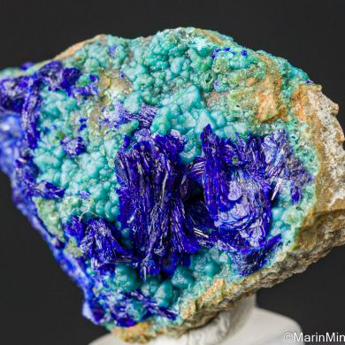 Azurite with Chrysocolla after Libethenite