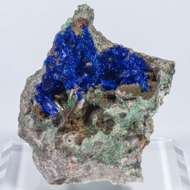 Azurite with Quartz