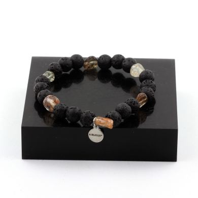 Super Seven (Melody's Stone) from Brazil + Lava Bracelet 8 mm Beads.