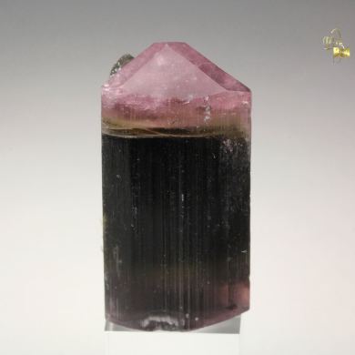 gem bi-terminated TOURMALINE var. ELBAITE multicolor, QUARTZ