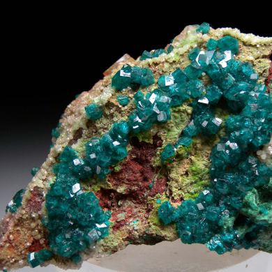 Calcite, Dioptase, Duftite