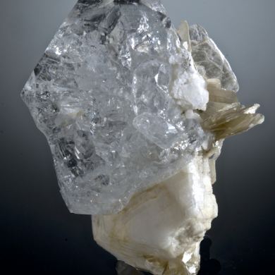 Beryl var. Aquamarine with Albite, Muscovite