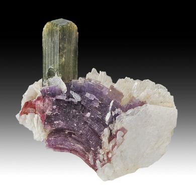 Elbaite with Lepidolite, Albite