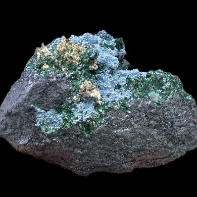 Silver, malachite, plancheite 