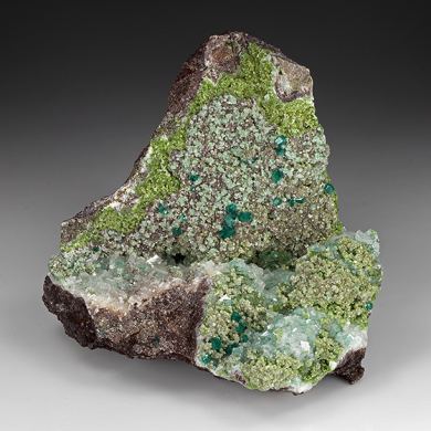 Dioptase with Duftite, Calcite